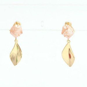 Kate Spade Floral Facet Pink Stone with Gold Leaf Dropp Earrings